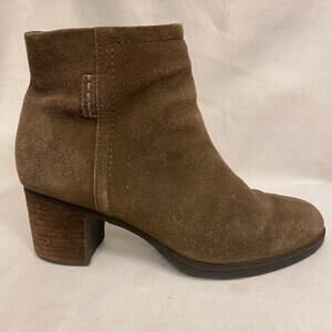 Rockport Cobb Hill Green Suede Natashya Heeled Ankle Boots Shoes Womens 8.5